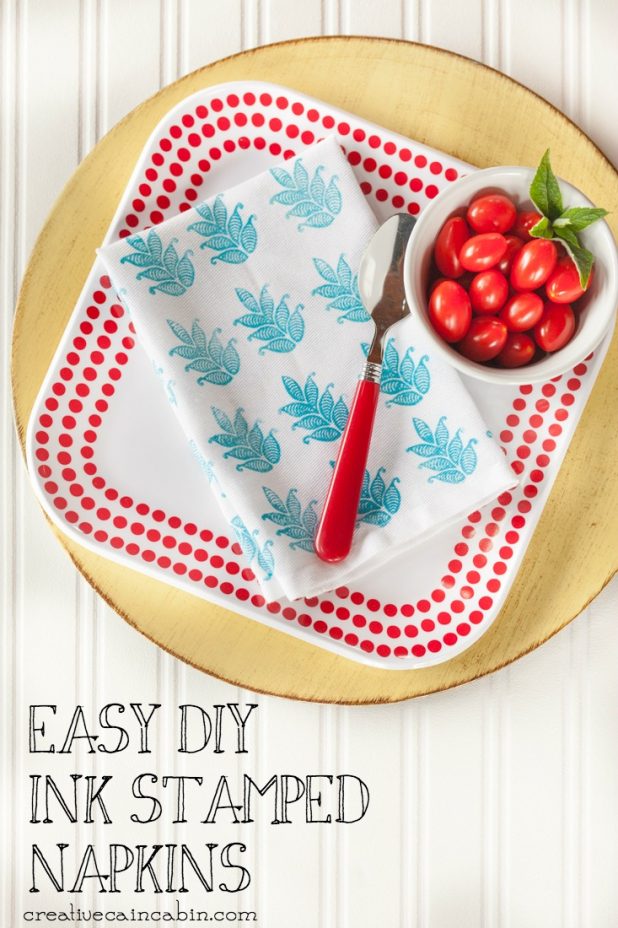 How to Stamp Napkins | Soft Fabric Ink | Fabric Creations | Block Printing Stamps | DIY | Craft | #plaidcrafts | #fabriccreations | @plaidcrafts | CreativeCainCabin.com