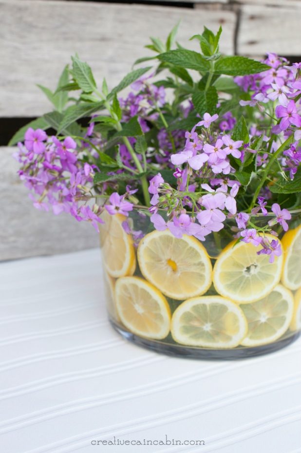 DIY Summer Flower Arrangement Using Wildflower Herbs and Citrus | CreativeCainCabin.com