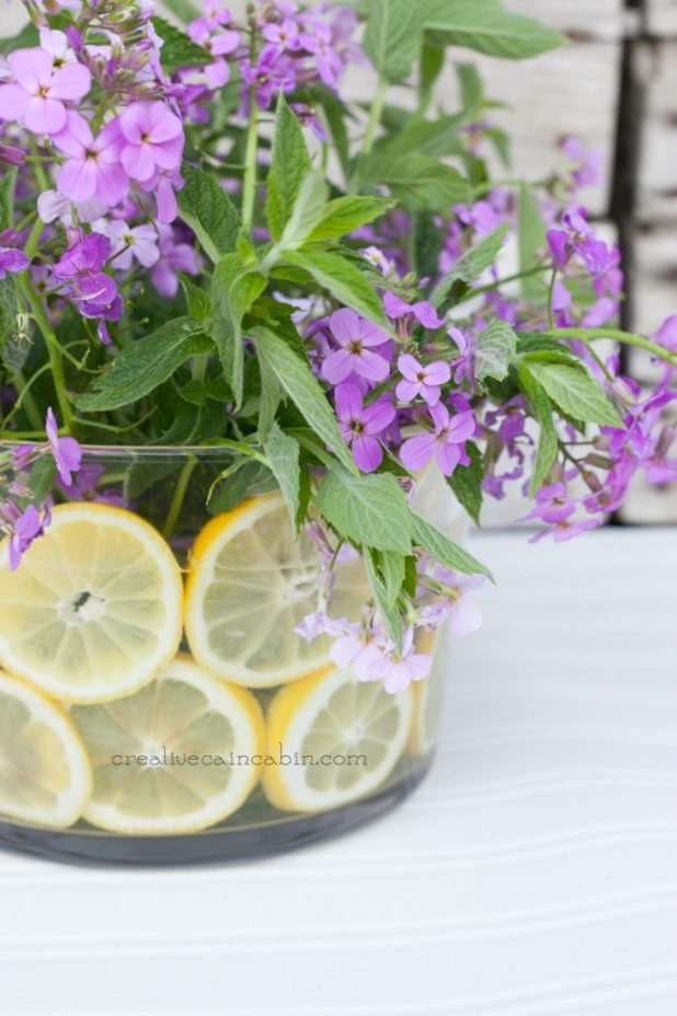 DIY Summer Flower Arrangement Using Wildflower Herbs and Citrus | CreativeCainCabin.com