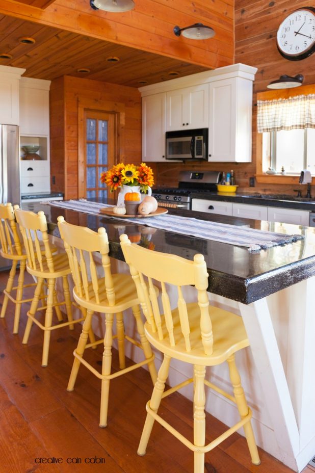 Simple Fall Kitchen Decor in a Log Home