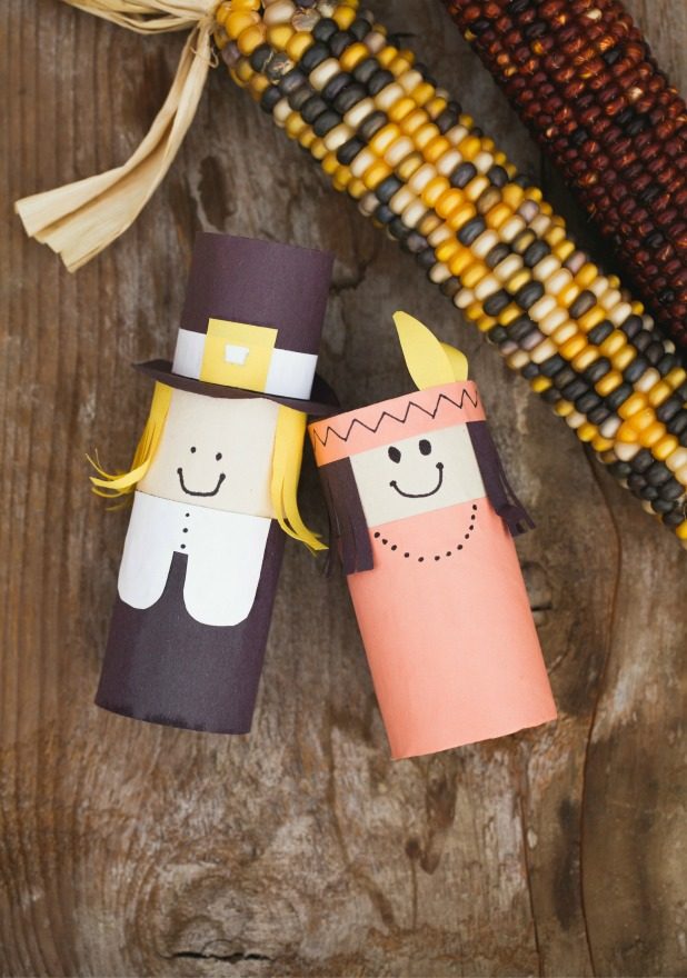 Thanksgiving, Pilgrim, Indian, Indian Corn, Toiled Paper Roll Crafts