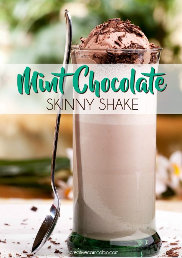 Mint Chocolate Skinny Shake Made With Chocolate Vegan Shakeology Mix and Young Living Peppermint Essential Oil. Only 170 Calories and Tastes Delicious. 
