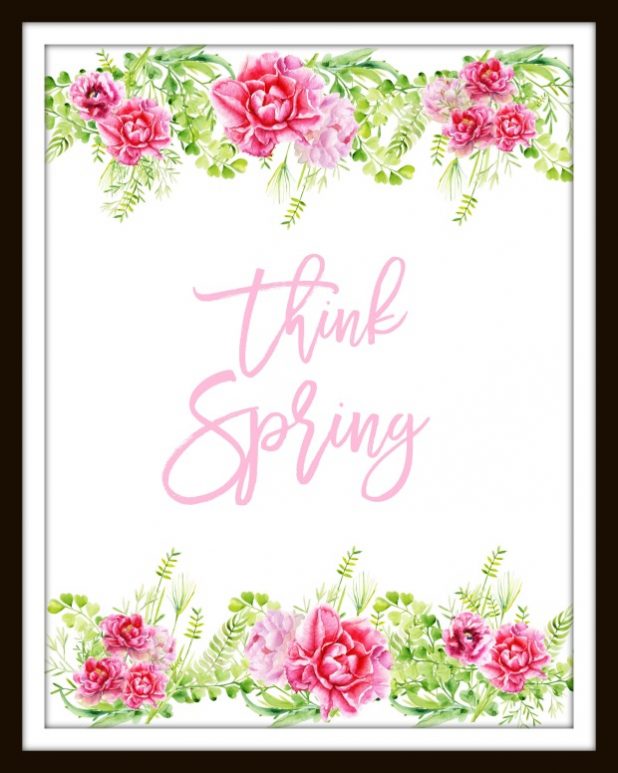 Think Spring Watercolor Printable in Pink