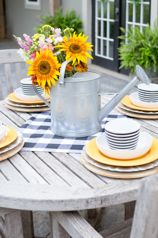 It's Time To Cut Those Lovely Sunflowers From Your Garden and Create a Stunning Outdoor Table on the Patio
