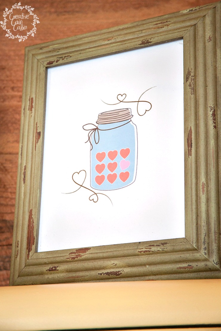 Valentine Candy Heart Mason Jar Printable