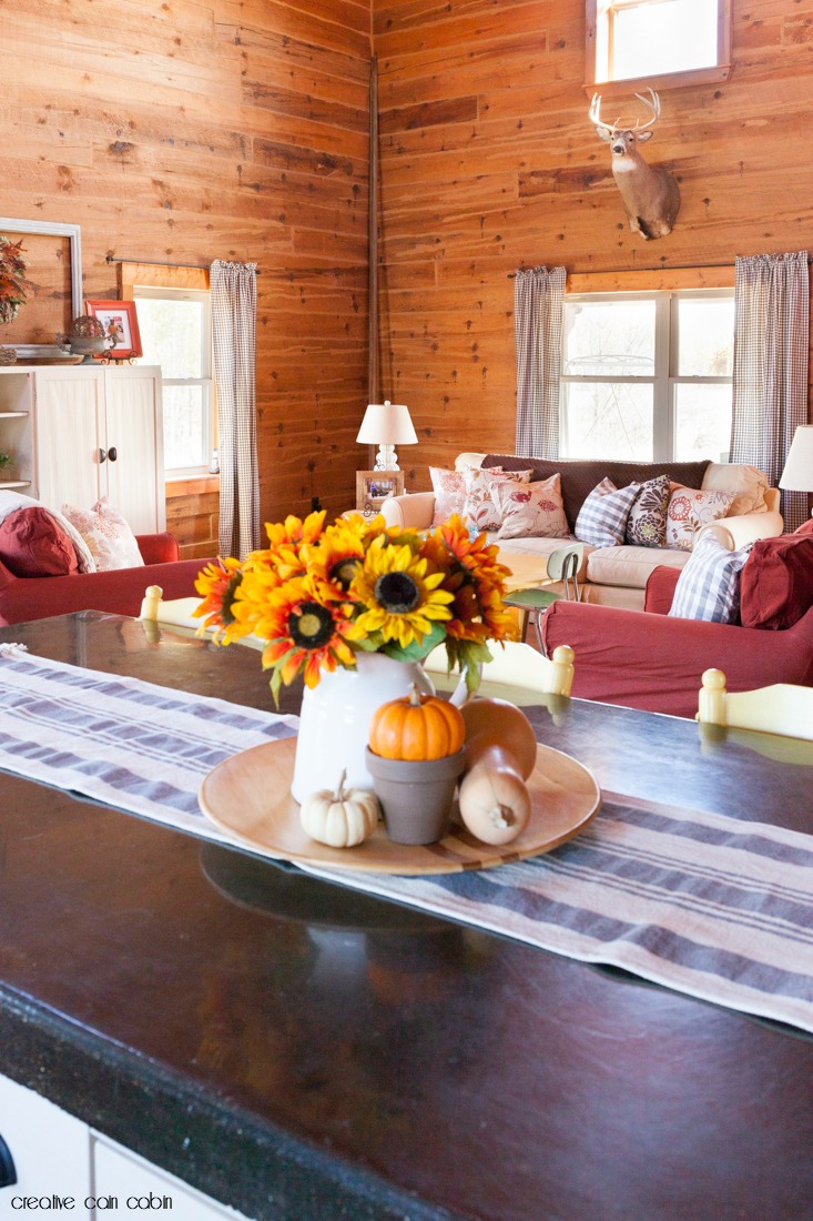 Fall Log Home Living Room Tour