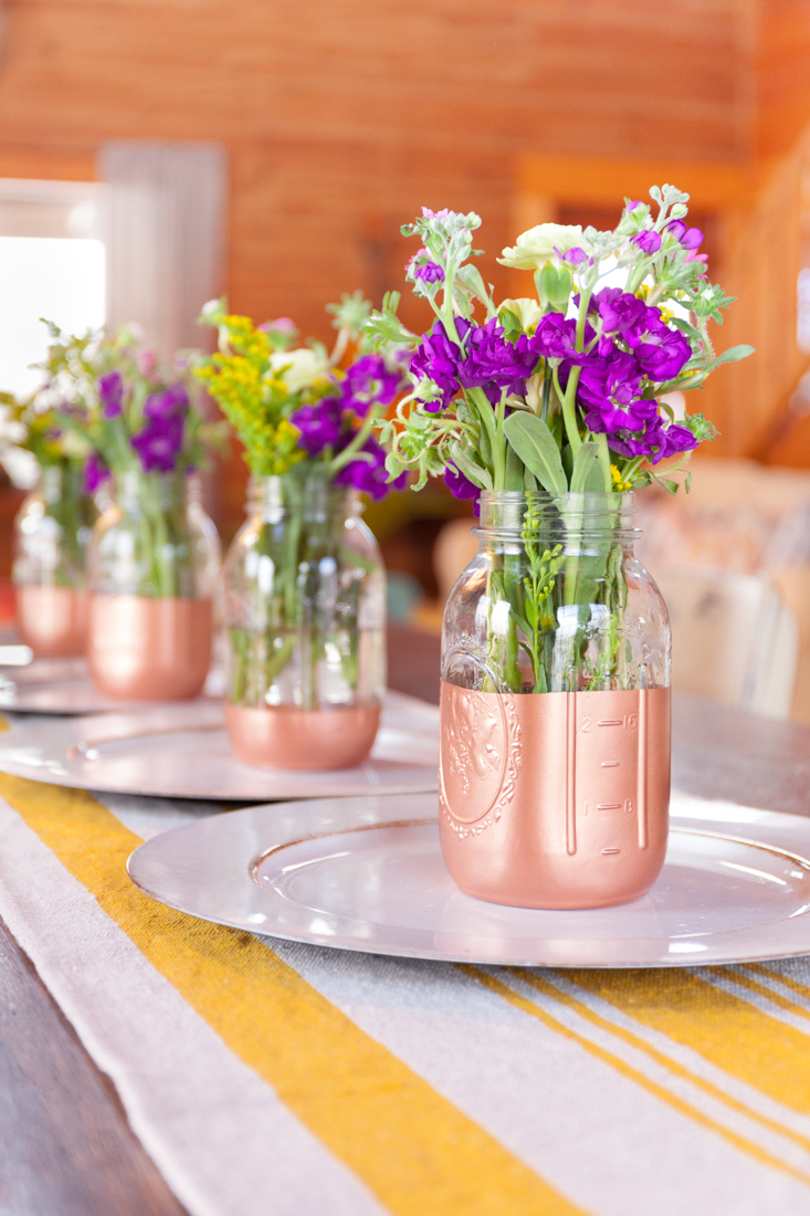 Copper Bottom Mason Jar Flower Vase