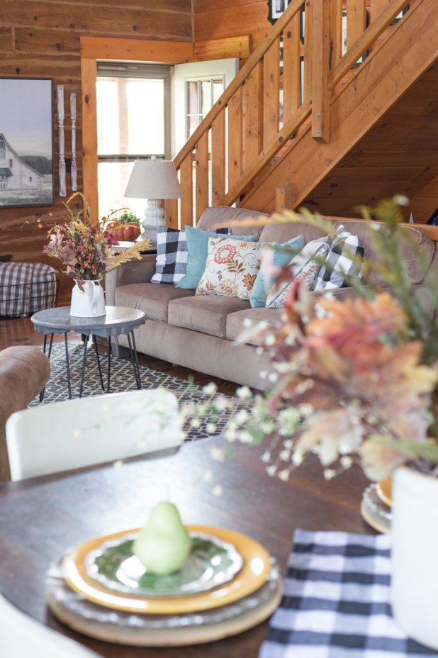 Fall Living Room Tour of a Rustic Log Home