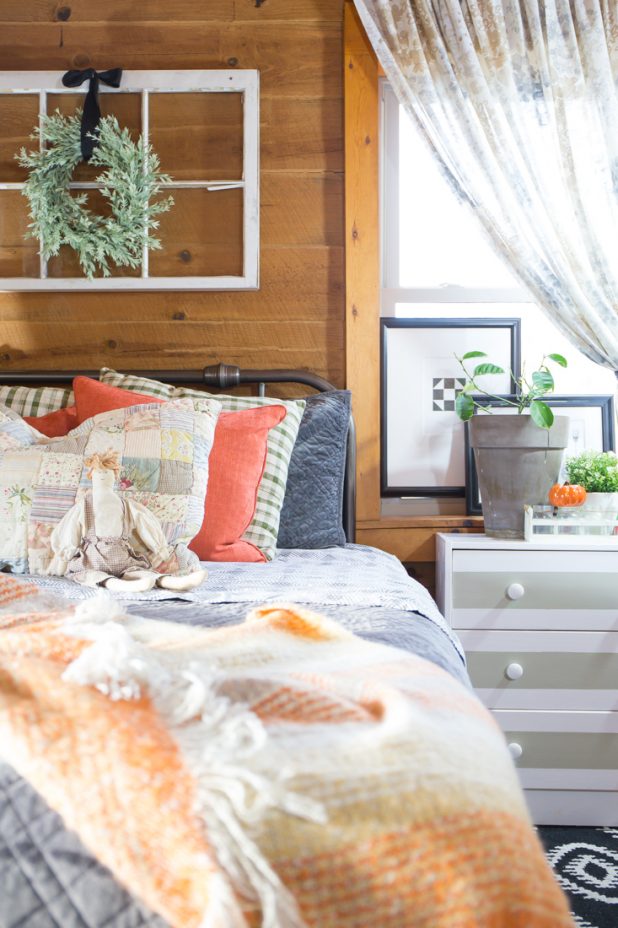 Adding Warm Fall Color To The Guest Room, Rust, Gray, Black, White