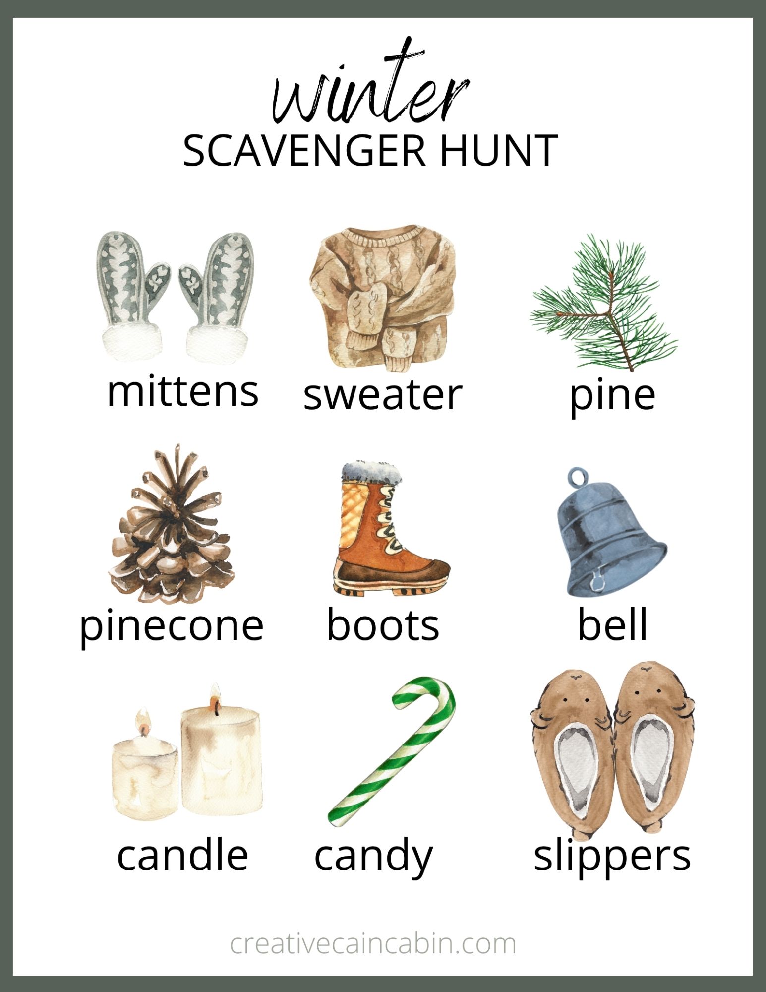 Here’s a Fun Game for Winter A Scavenger Hunt – Printable