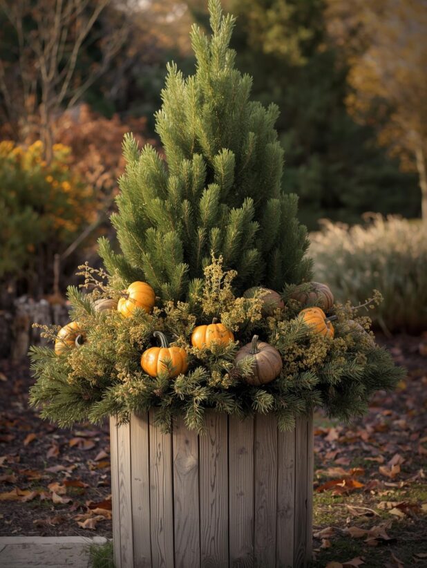 Rustic Fall Planter, Rustic Winter Planter. One Pot Two Seasons