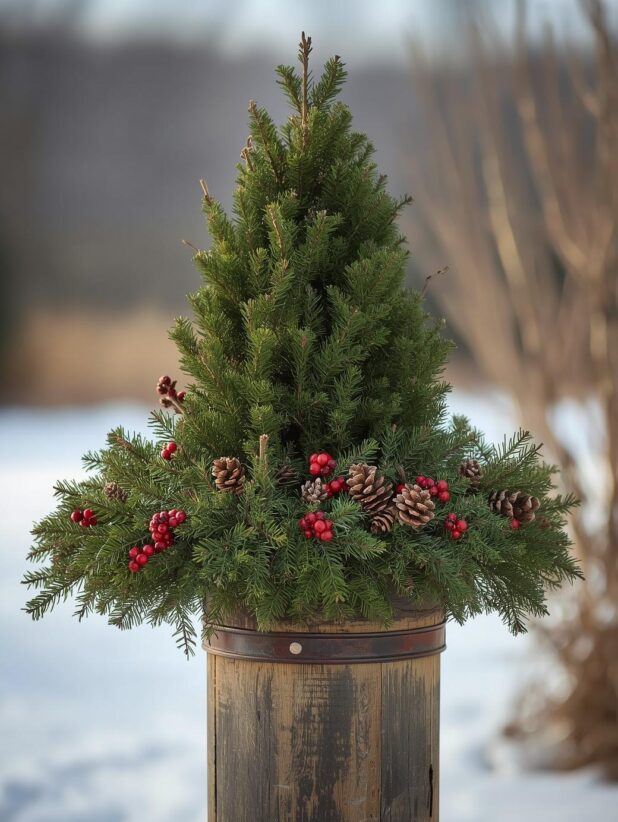 Rustic Fall Planter, Rustic Winter Planter. One Pot Two Seasons