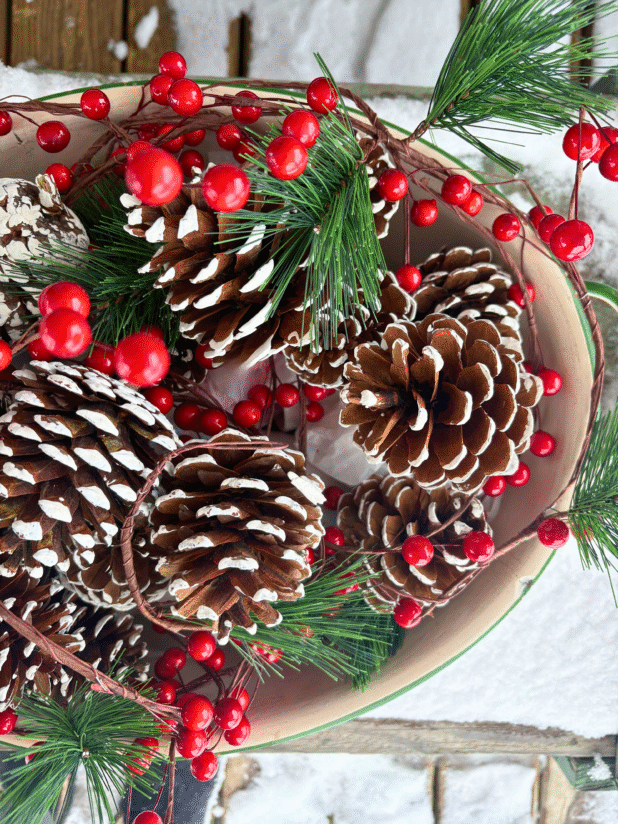 Log Cabin Winter Porch Decor