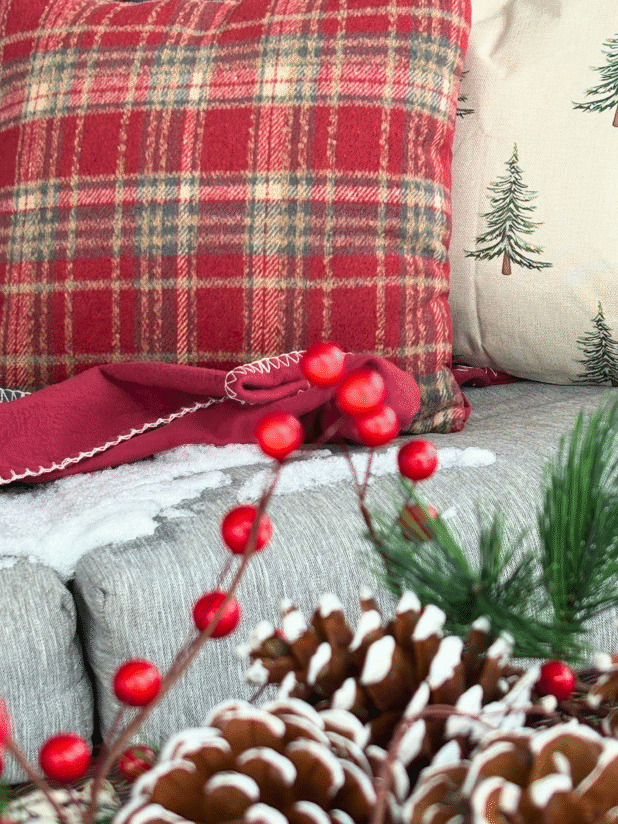 Log Cabin Winter Porch Decor